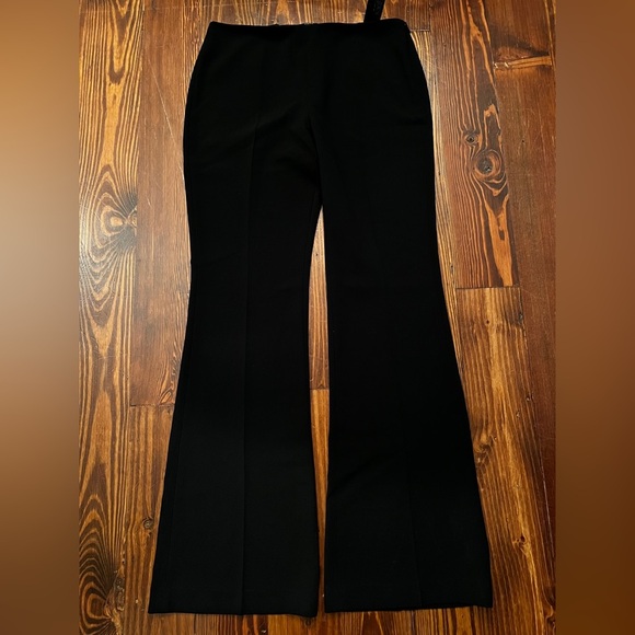 THEORY Demitria Admiral Crepe Flared Pants - BLACK  Work Pants Side Zip - Picture 2 of 7
